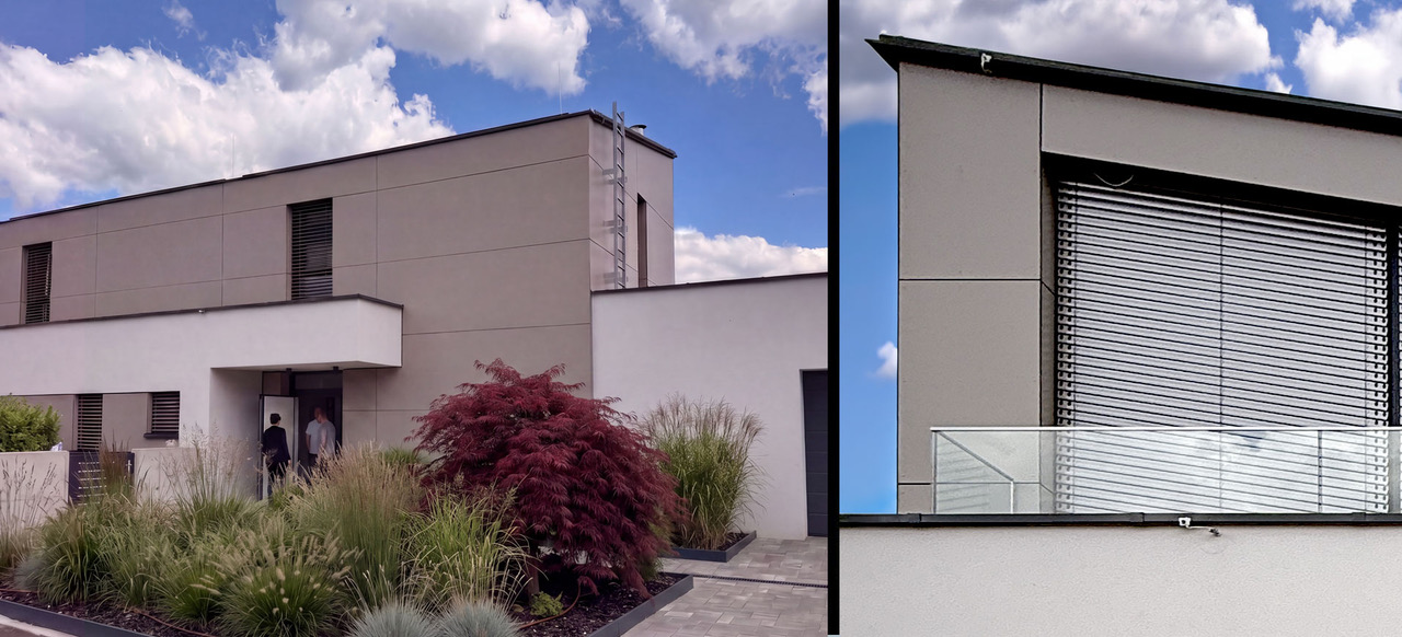 Das Bild zeigt ein modernes Haus. Einzelheiten entnehmen Sie bitte der Beschreibung.
