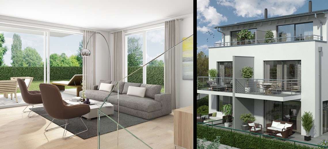 Das Bild zeigt ein modernes Haus. Einzelheiten entnehmen Sie bitte der Beschreibung.