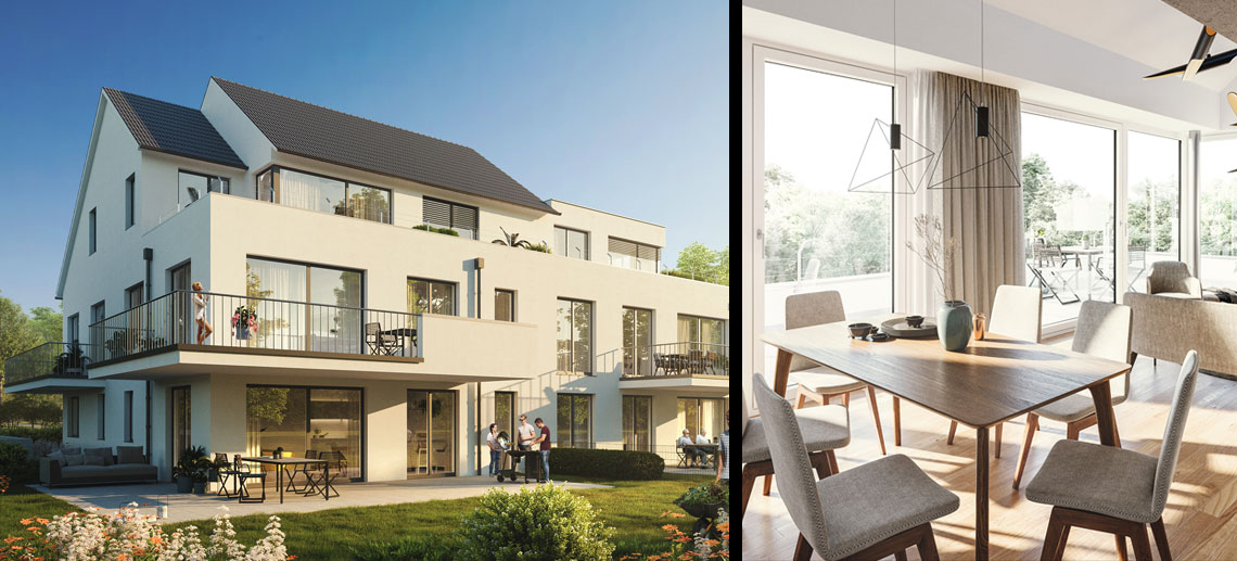 Das Bild zeigt ein modernes Wohnhaus. Einzelheiten entnehmen Sie bitte der Beschreibung.