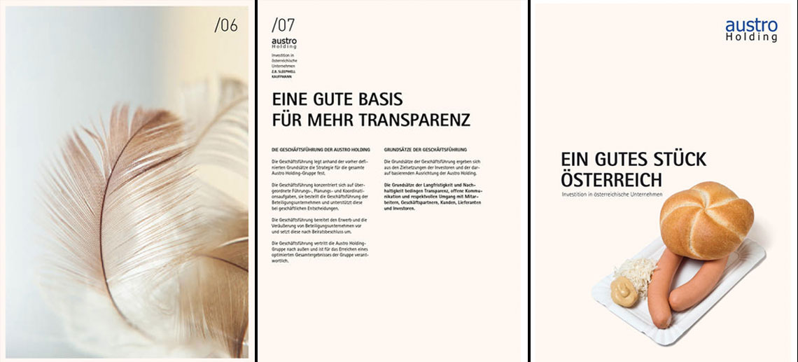 Das Bild zeigt verschiedene Druckwerke im Corporate Design des Kunden.