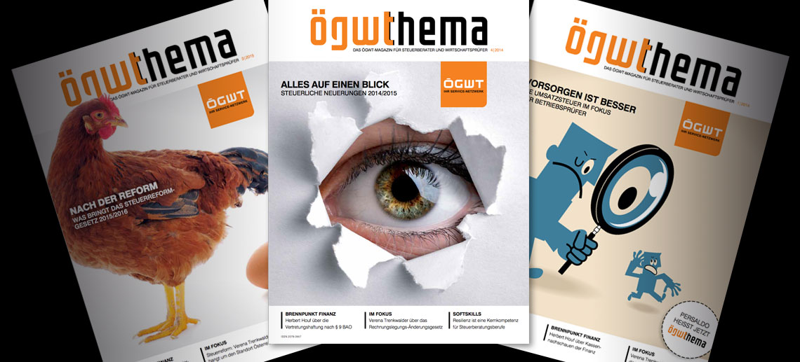 Das Bild zeigt verschiedene Druckwerke im Corporate Design des Kunden.