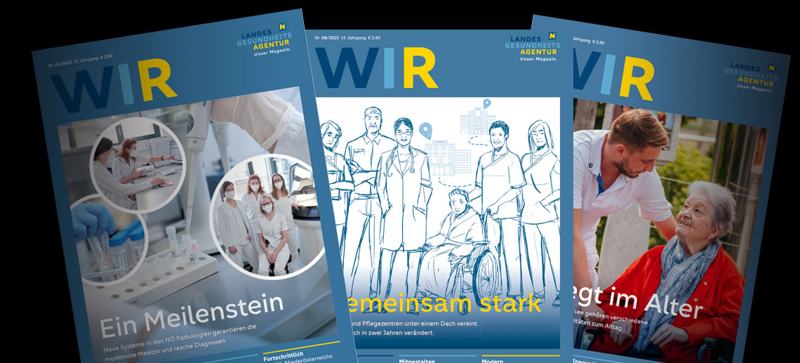 Das Bild zeigt verschiedene Druckwerke im Corporate Design des Kunden.