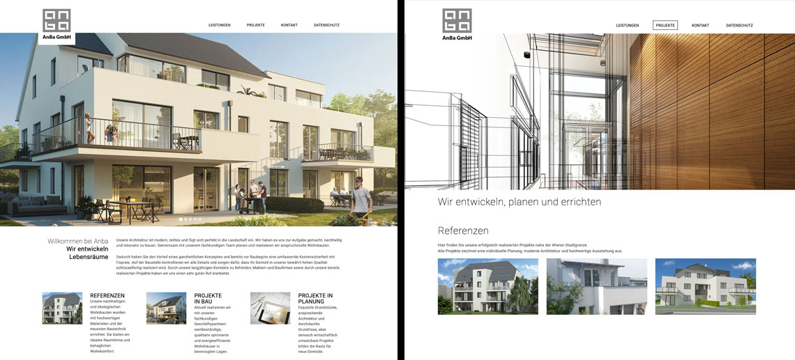 Das Bild zeigt eine Website im Corporate Design des Kunden.
