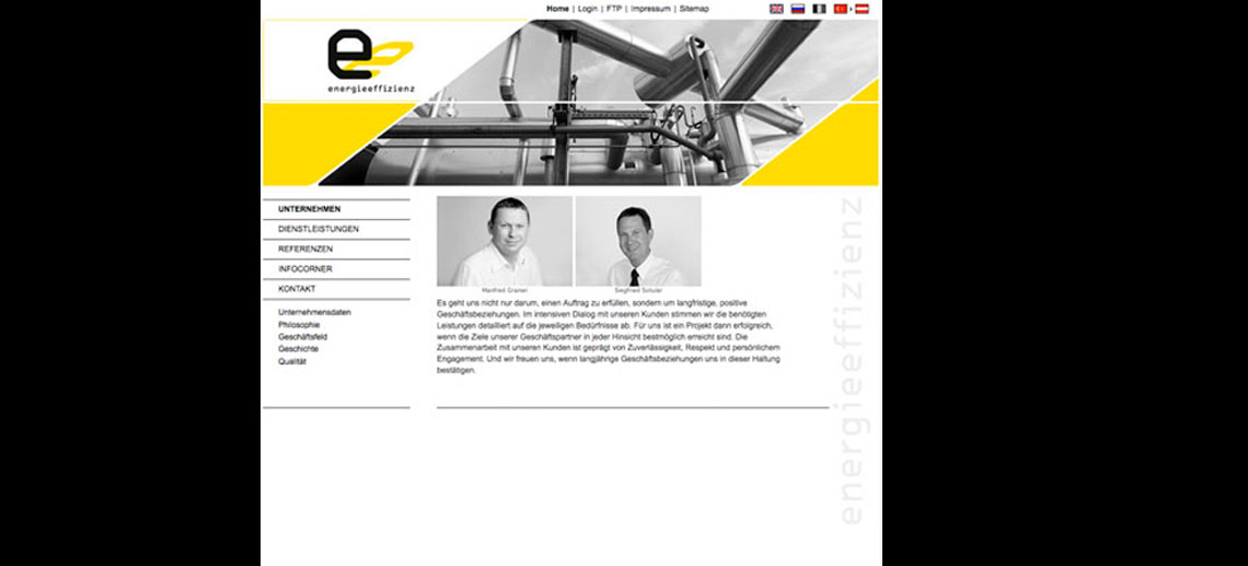 Das Bild zeigt eine Website im Corporate Design des Kunden.