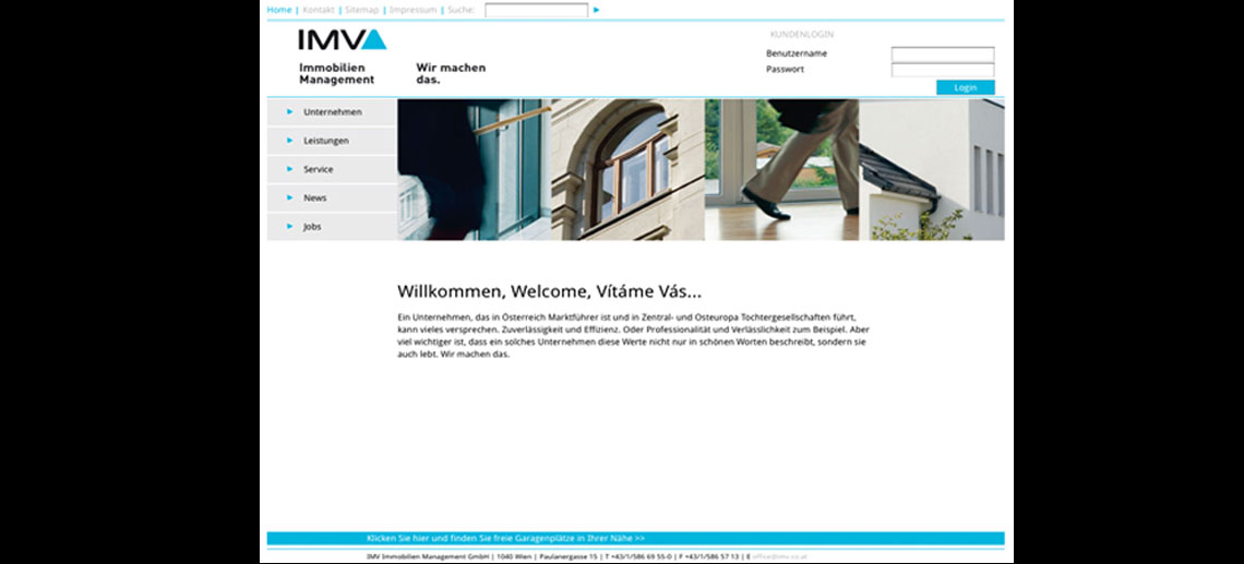 Das Bild zeigt eine Website im Corporate Design des Kunden.