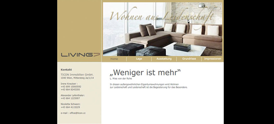Das Bild zeigt eine Website im Corporate Design des Kunden.