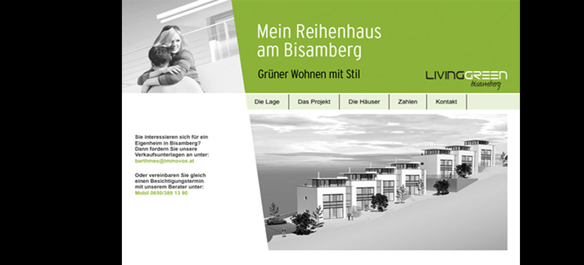 Das Bild zeigt eine Website im Corporate Design des Kunden.